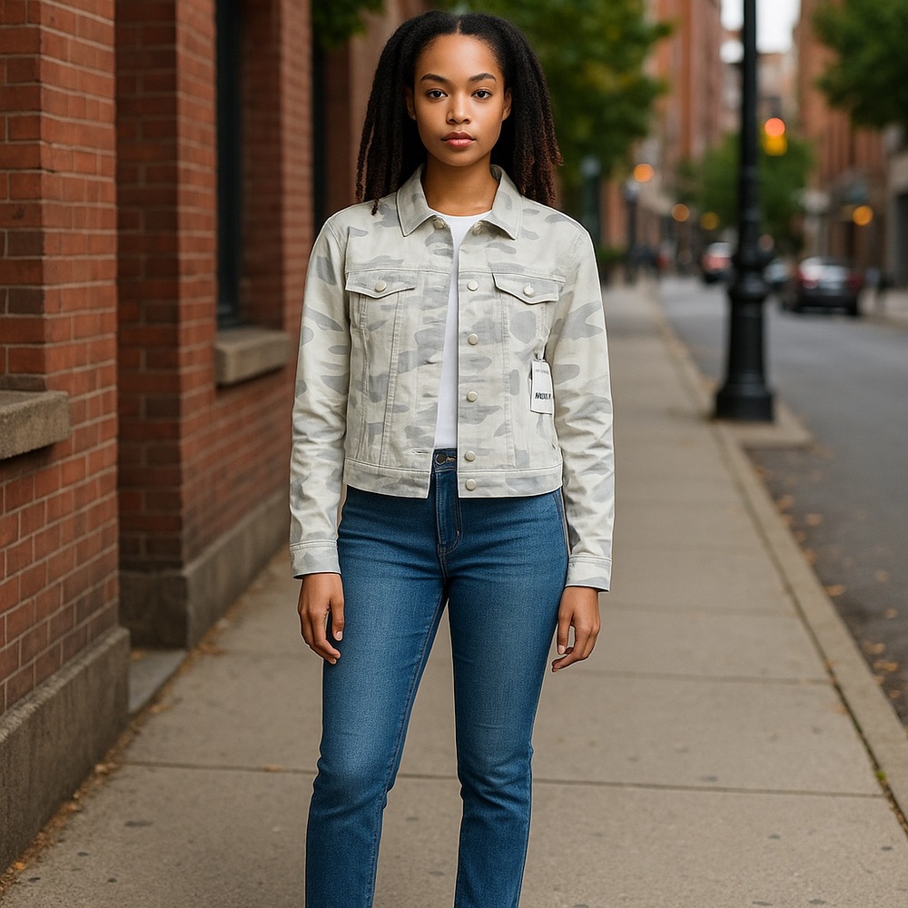 NWT MAVI SAMANTHA GREY CAMOUFLAGE DENIM JACKET•S/jackets all run differently.